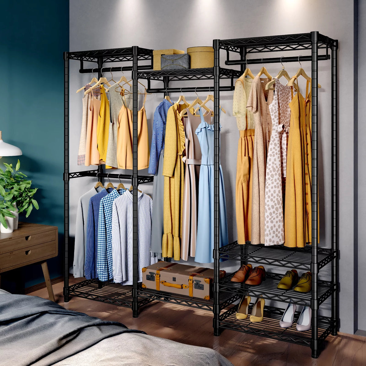 Portable Closet Wardrobe Heavy Duty Metal Clothing Rack U8048