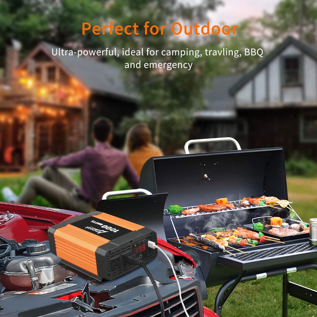 2000W Power Inverter 12V to 110V Digital LCD Display 3AC Outlets 2.1A USB L552266