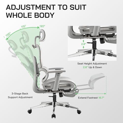 Ergonomic Mesh Office Chair with Footrest and Lumbar Support U814817