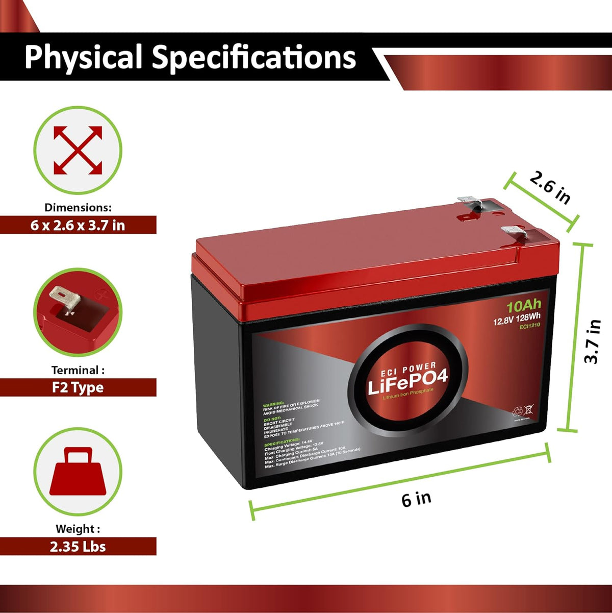 12V 20Ah Lithium LiFePO4 Deep Cycle Rechargeable Battery J76731