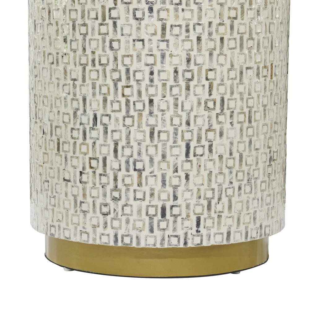 18" x 22" White Mother of Pearl Accent Table with Gold Base K935