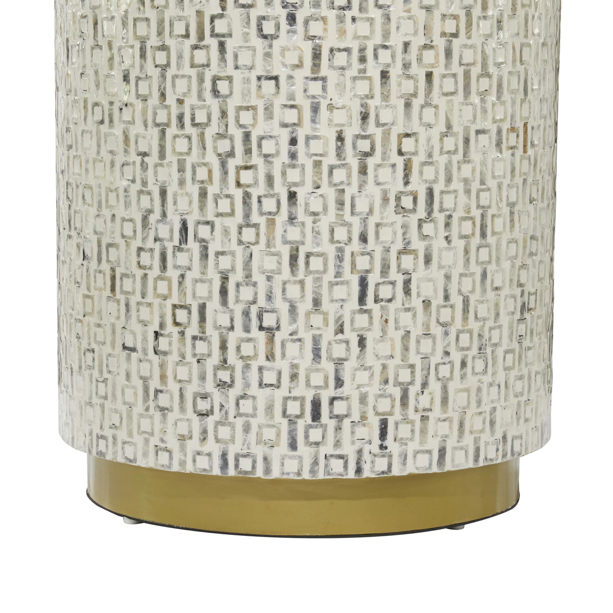 18" x 22" White Mother of Pearl Accent Table with Gold Base K935