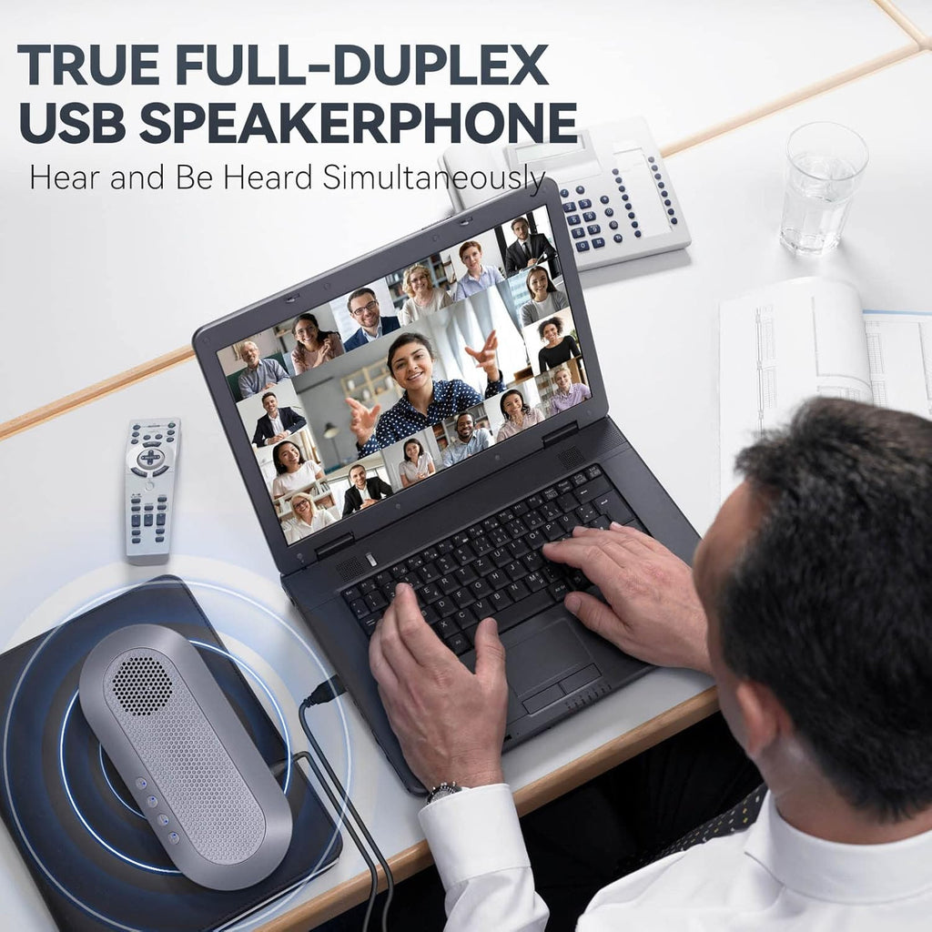 USB Speakerphone, 360° Omnidirectional Microphone Conference Speaker with Noise Reduction C59867
