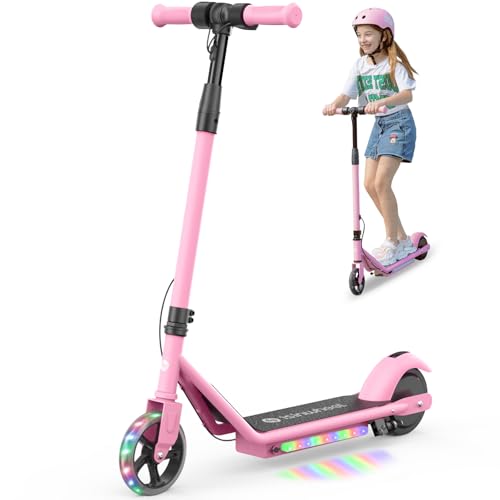 Electric Scooter with Adjustable Speed and Height, Colorful Lights, Double Brake P1114