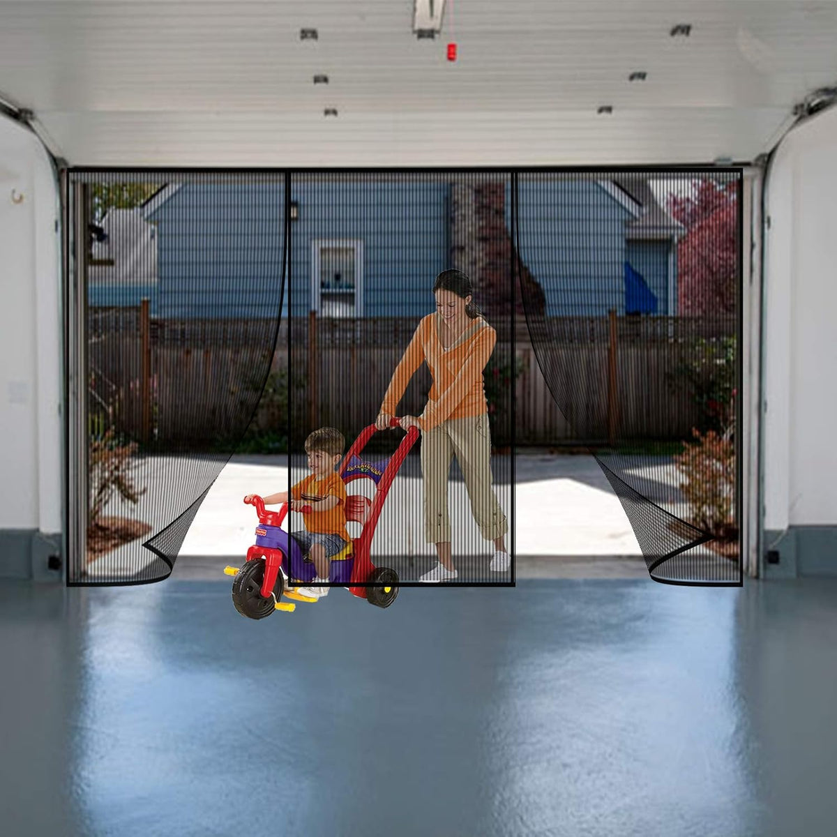 2 Car 16 x 7 Ft Retractable Magnetic Garage Door Screen M794