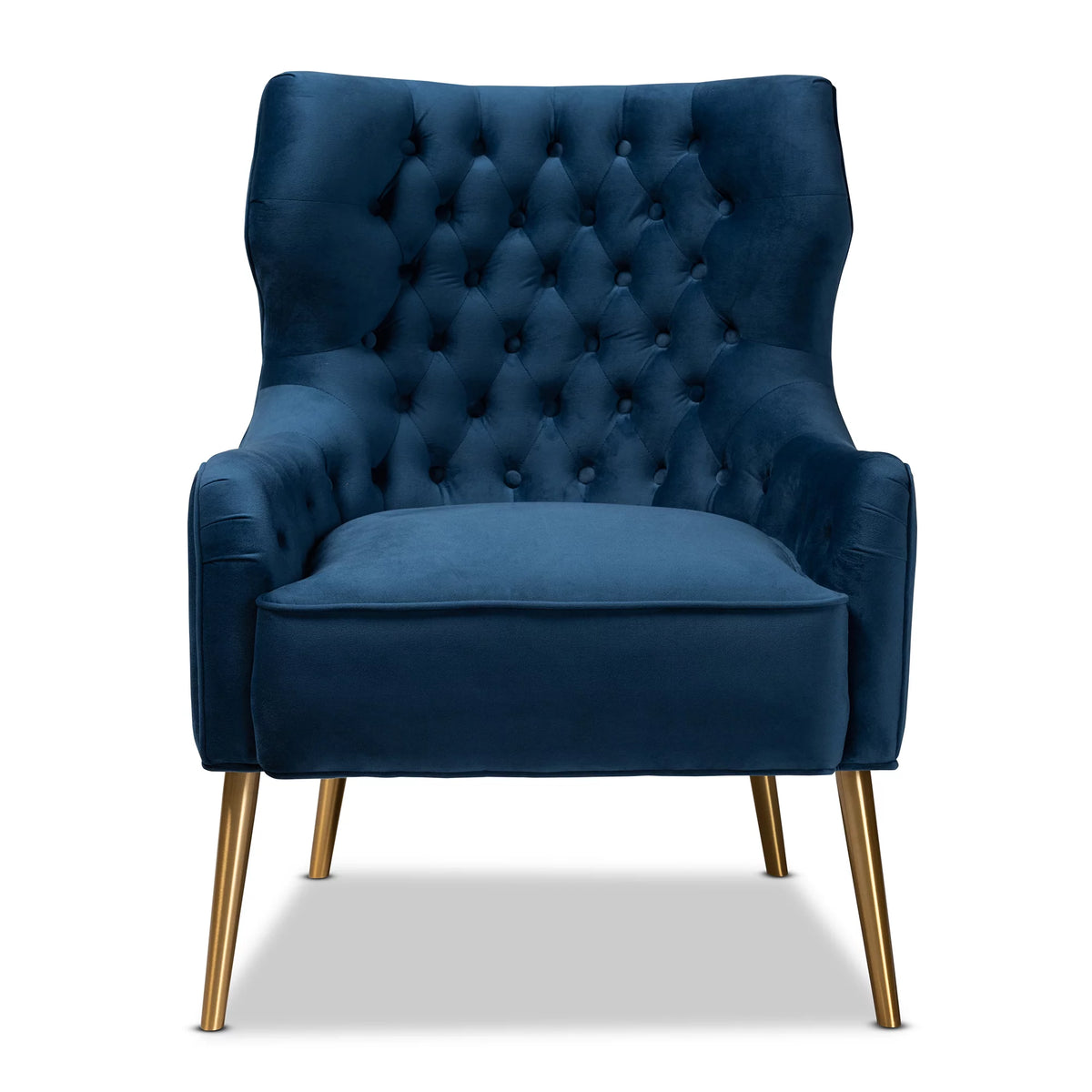 Navy Blue and Gold Wingback Chair L13192