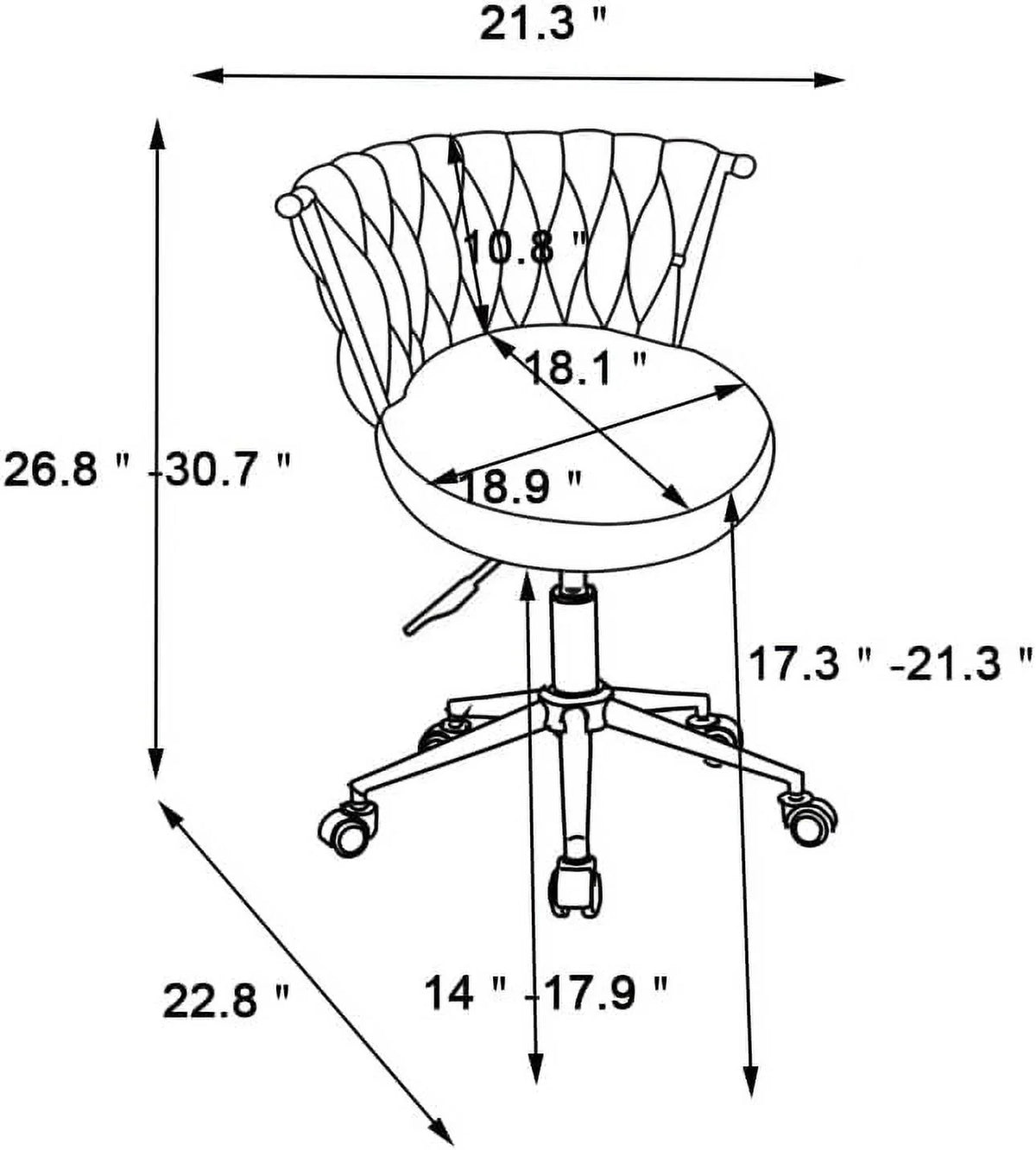 Velvet Office Desk Chair with Woven Backrest M557551