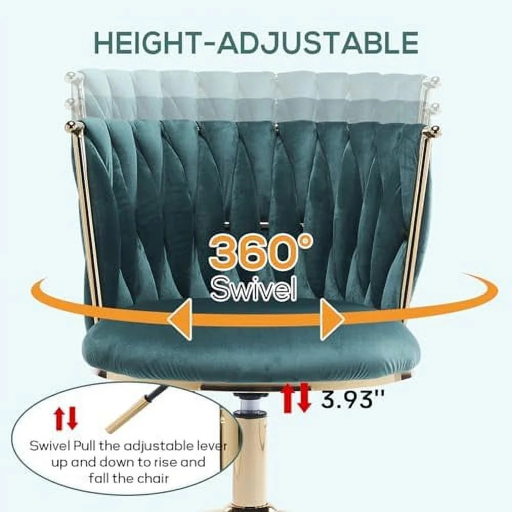 Velvet Office Desk Chair with Woven Backrest M557551