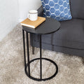 Black Wood and Metal Round End Table S988196
