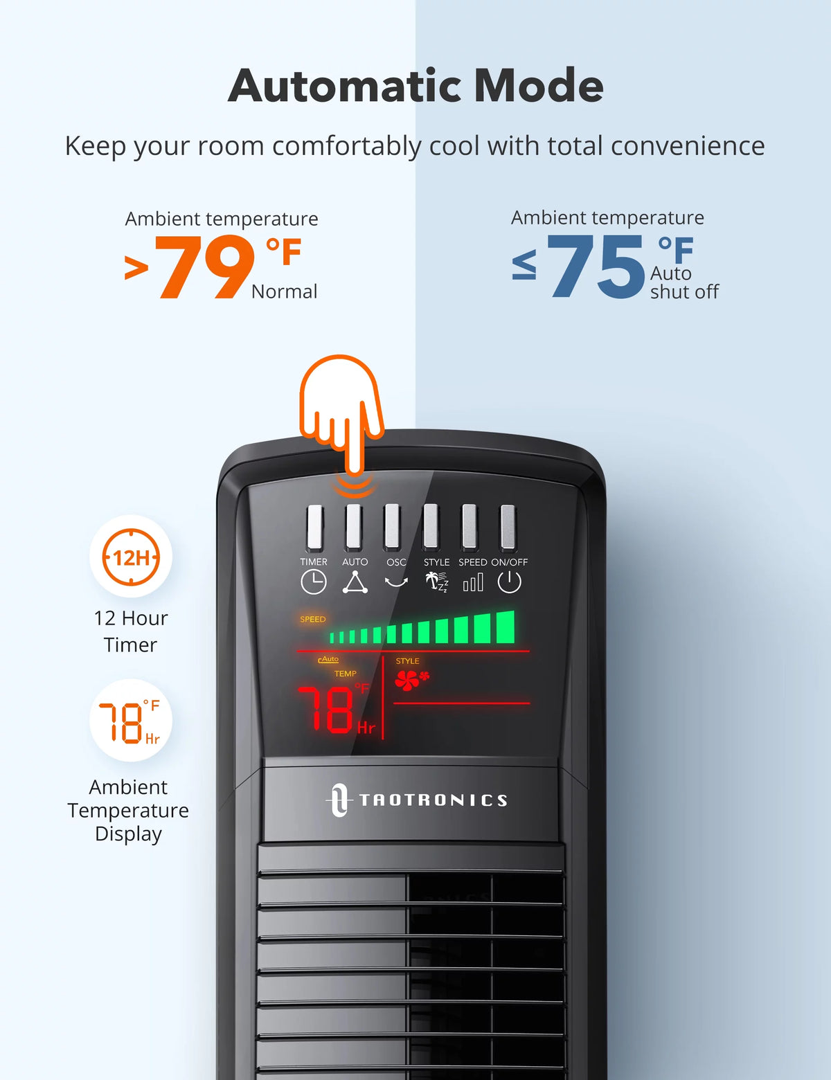 Bladeless Oscillating Tower Fan with Remote T28608