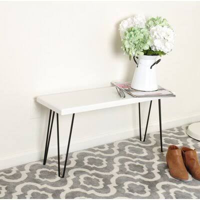White Washed Wood Bench K456