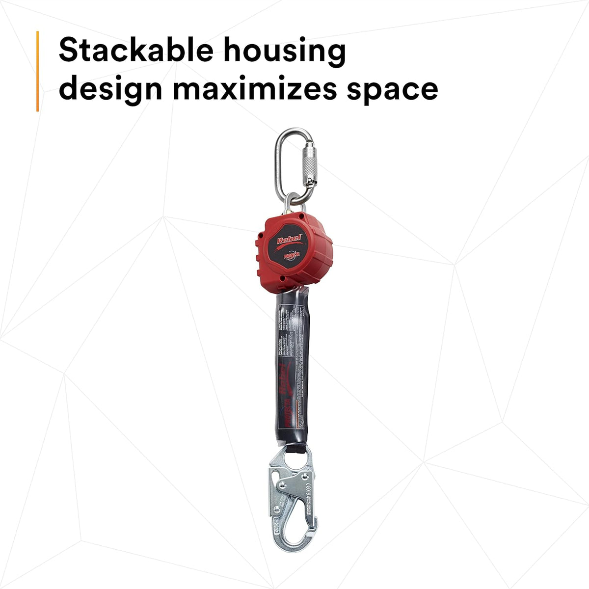 Self Retracting Lifeline Web, Steel Snap Hook and Carabiner, Black/Red M91048