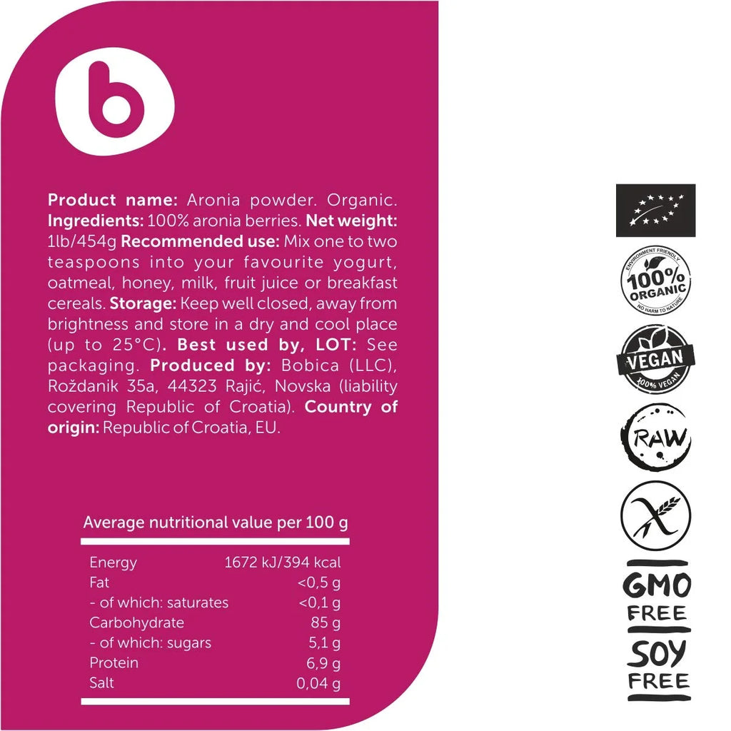 Organic Aronia Berry Powder 1lb B8993