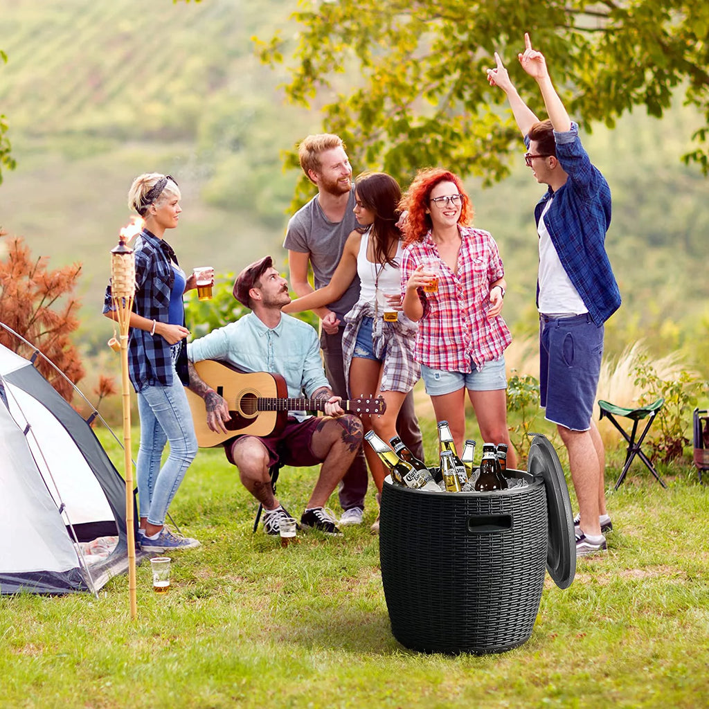Ice Cooler & Side Table with 9.8 Gallon Ice Bucket C243