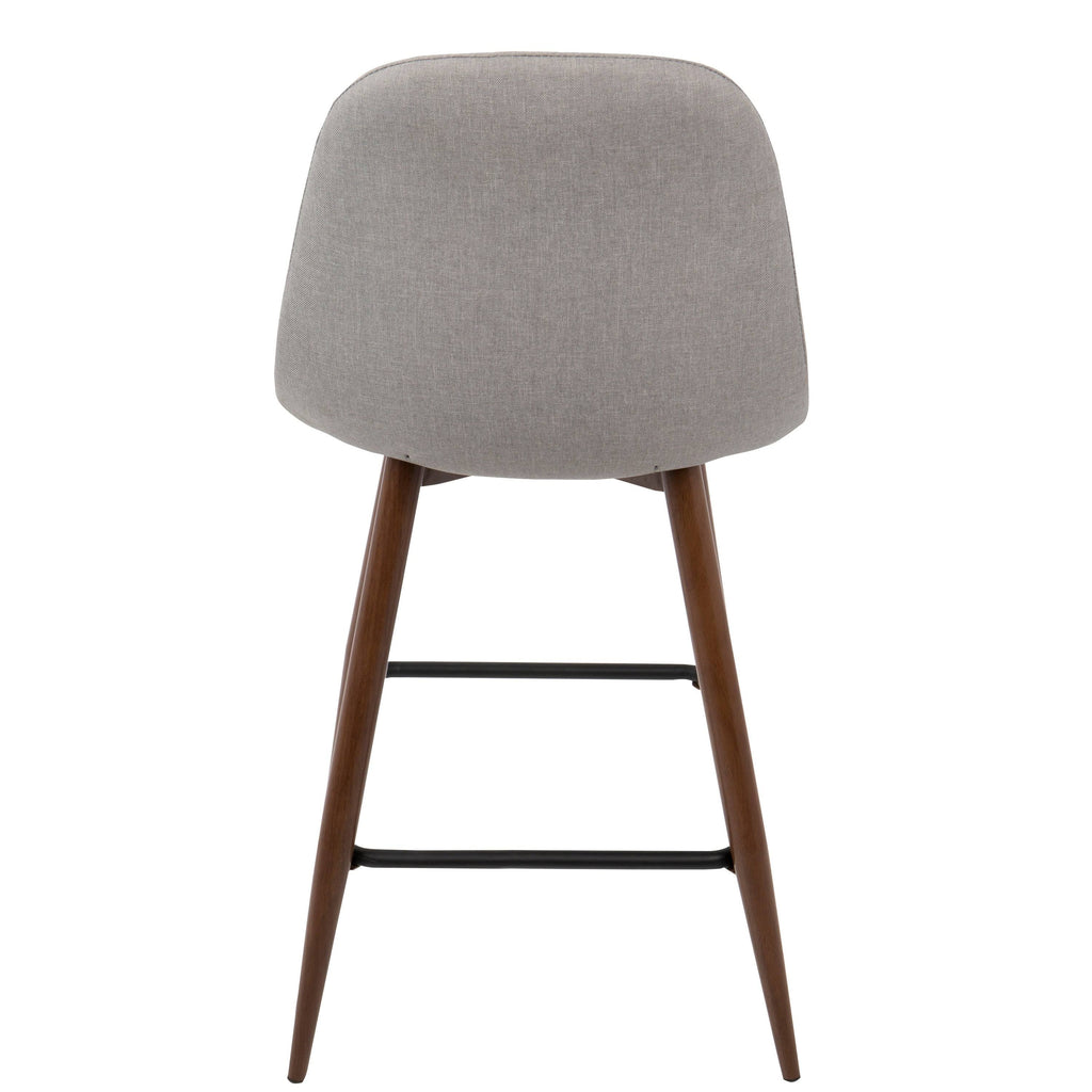 Walnut Metal Charcoal Fabric Counter Stool Set of 2 L943