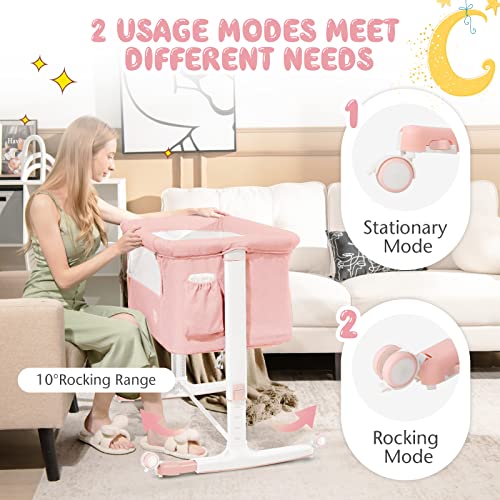 Pink 3 in 1 Folding Bassinet with Mattress B85650