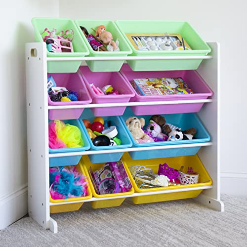 Grey/White 12 Plastic Bin Toy Storage Organizer Q8337