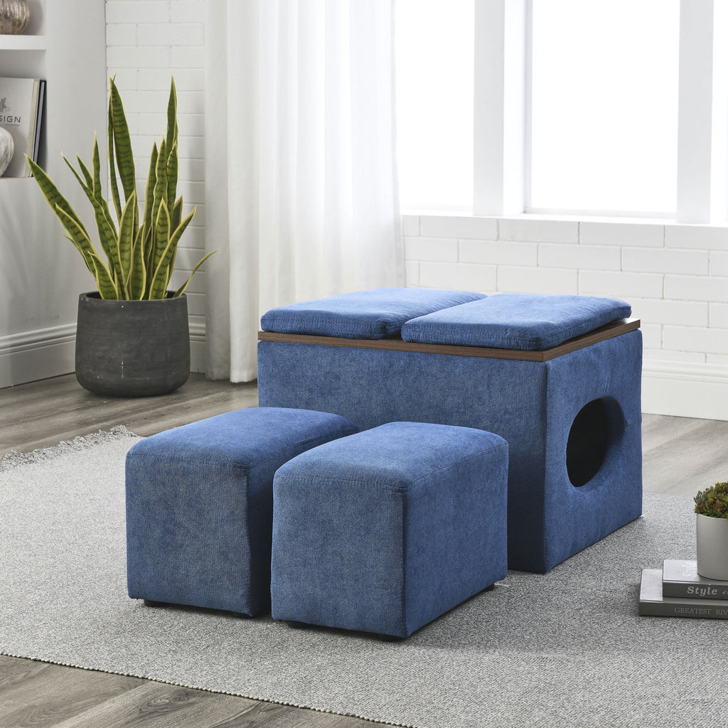 25"W Hollow Storage Ottoman with 2 Footstools C8154