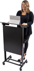 Mobile Adjustable Height Rolling Lectern Podium with Steel Frame T79138