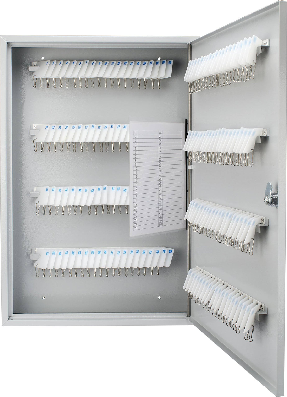 Steel Key Cabinet with 160 Hooks, Gray R275