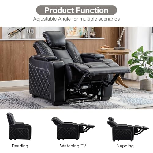 Brown Faux Leather Power Recliner Chair with Adjustable Headrest Z155969