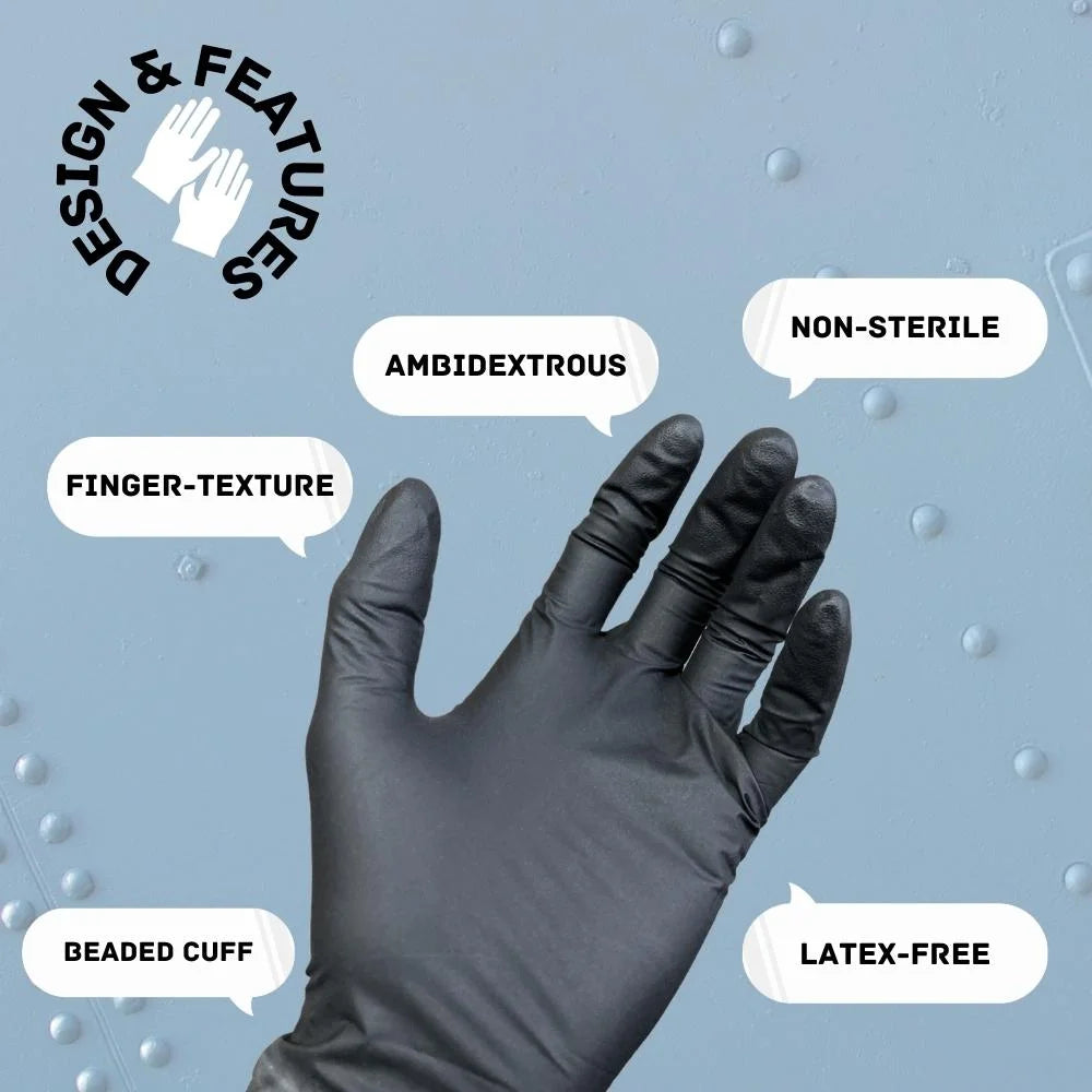 Black Nitrile Exam Gloves Medium 1000 Count M97513