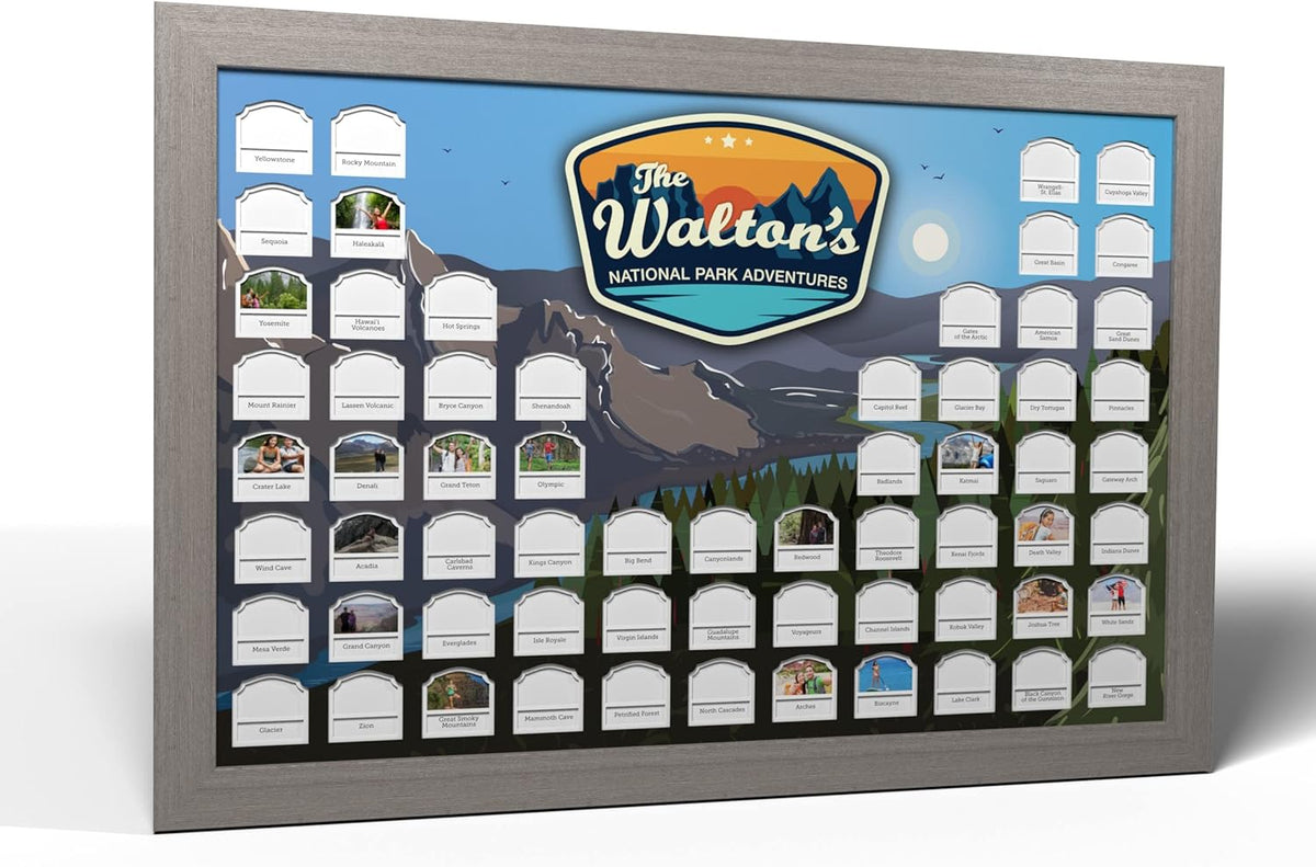 Personalized USA National Parks Photo Map (White Frame) J359