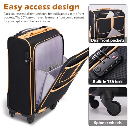 4 Piece Set Expandable Spinner Softshell Luggage W4252