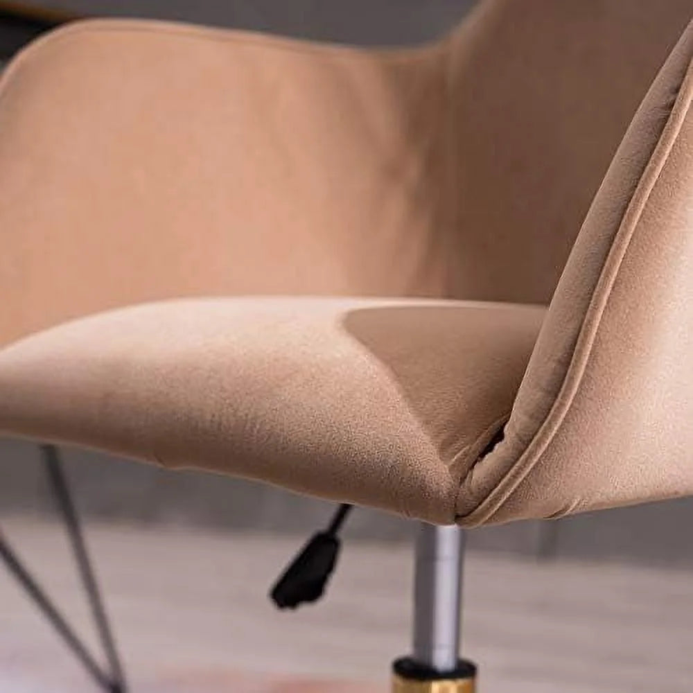 Yellow Velvet Fabric Office Chair with Gold Metal Legs O140