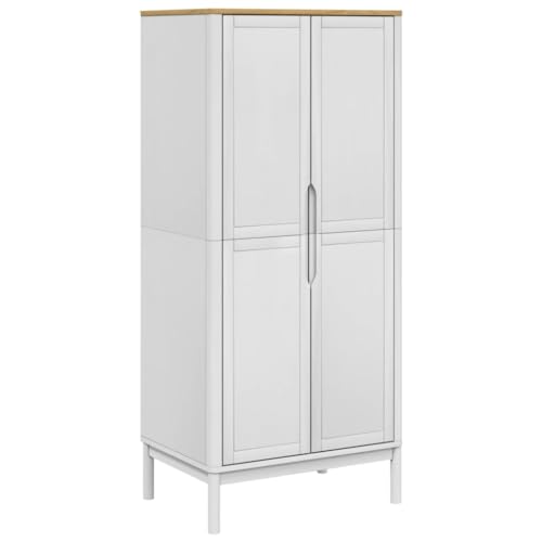 Brown Solid Wood Pine Wardrobe Closet with 1 Large Compartment and Doors E64225