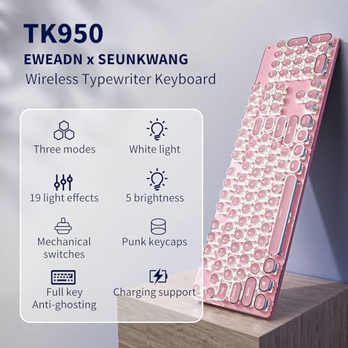 Pink Wireless Mechanical Keyboard with White Backlit I486248