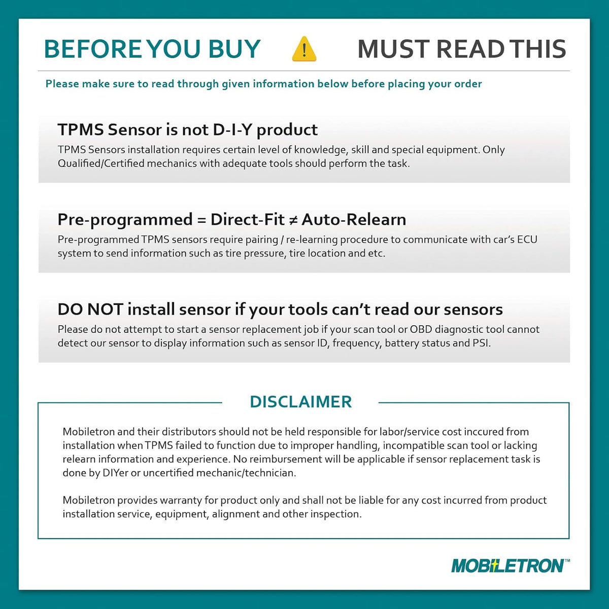 TPMS Tire Pressure Sensor 4-Pack with Aluminum Valve Stem R763439