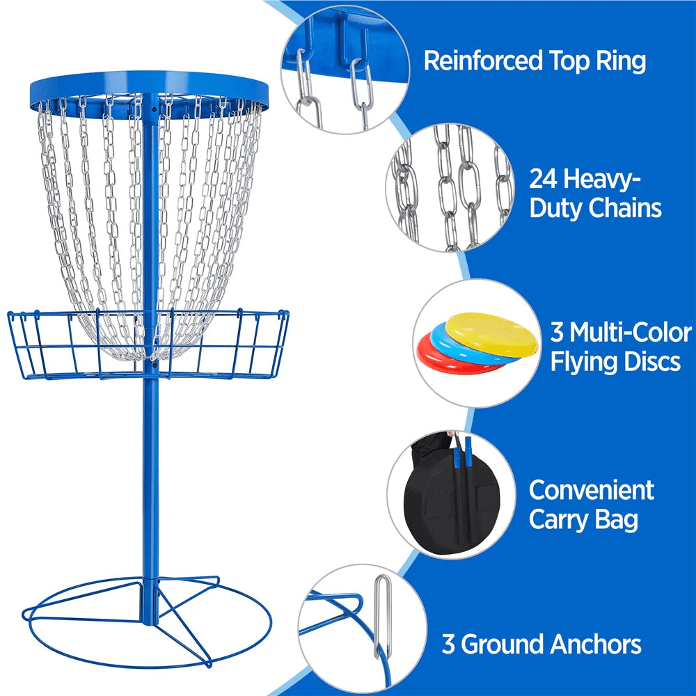 Portable Disc Golf Basket with 3 Discs and Carrying Bag T22993