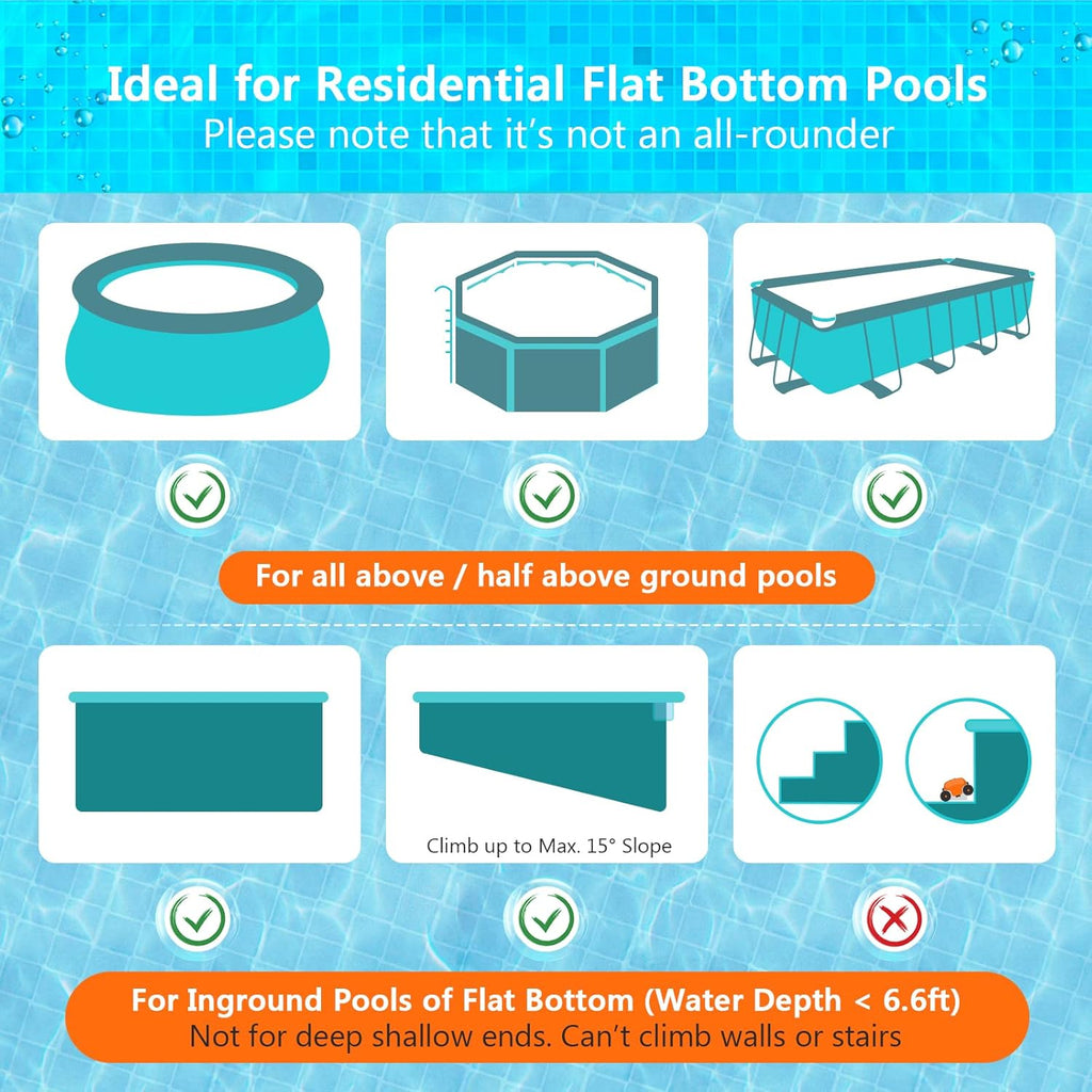 Cordless Robotic Pool Cleaner, Rechargeable Battery, IPX8 Waterproof Automatic Pool Vacuum I730199