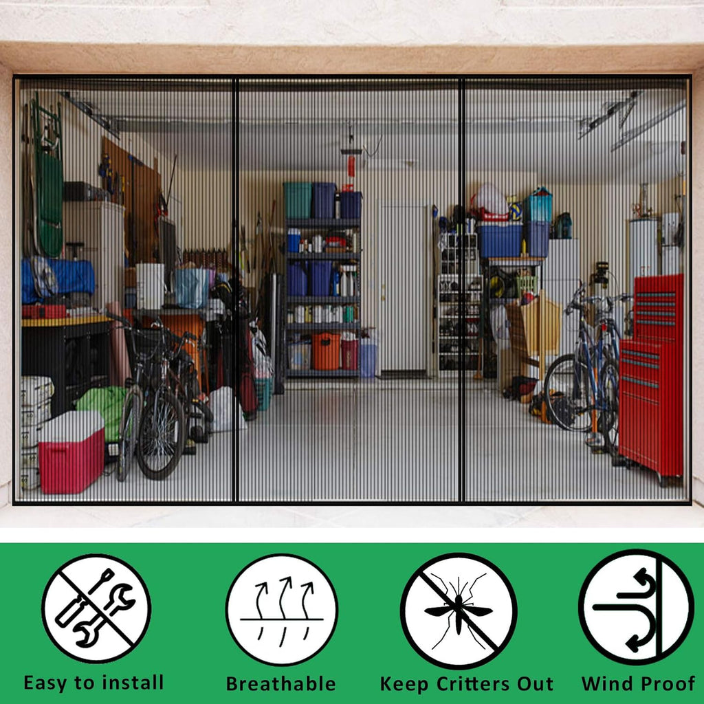 2 Car 16 x 7 Ft Retractable Magnetic Garage Door Screen M794