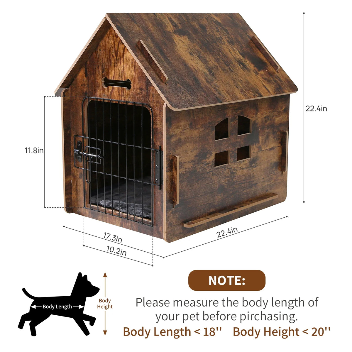 Brown Wooden Dog House with Door and Roof T161448