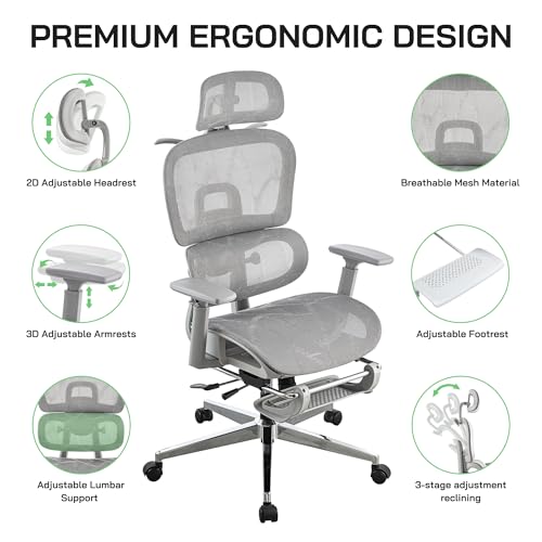 Ergonomic Mesh Office Chair with Footrest and Lumbar Support U814817