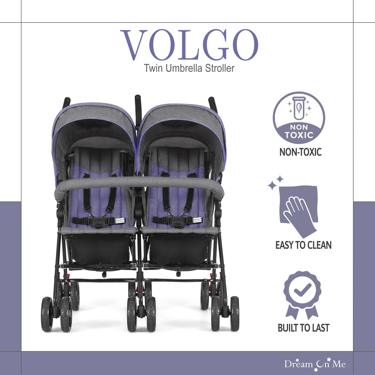 Lightweight Compact Double Umbrella Stroller with Storage Basket and Adjustable Canopy W5509