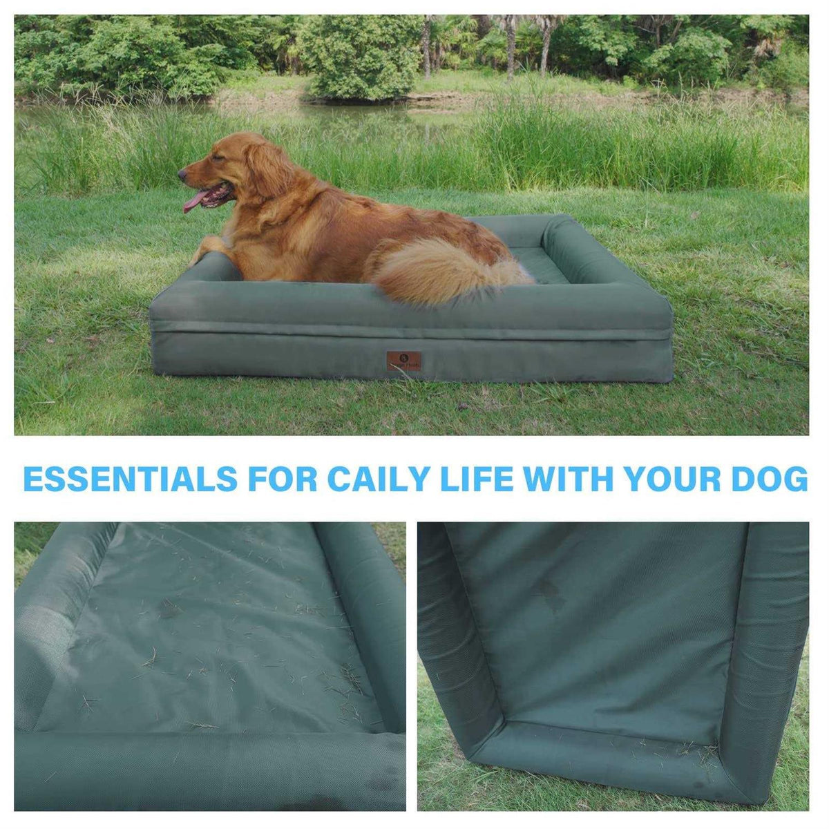 Waterproof Washable Dog Bed with Removable Cover and Bolster K41784
