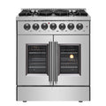 30 Gas Burner Electric Oven Range with French Door in Stainless Steel C244