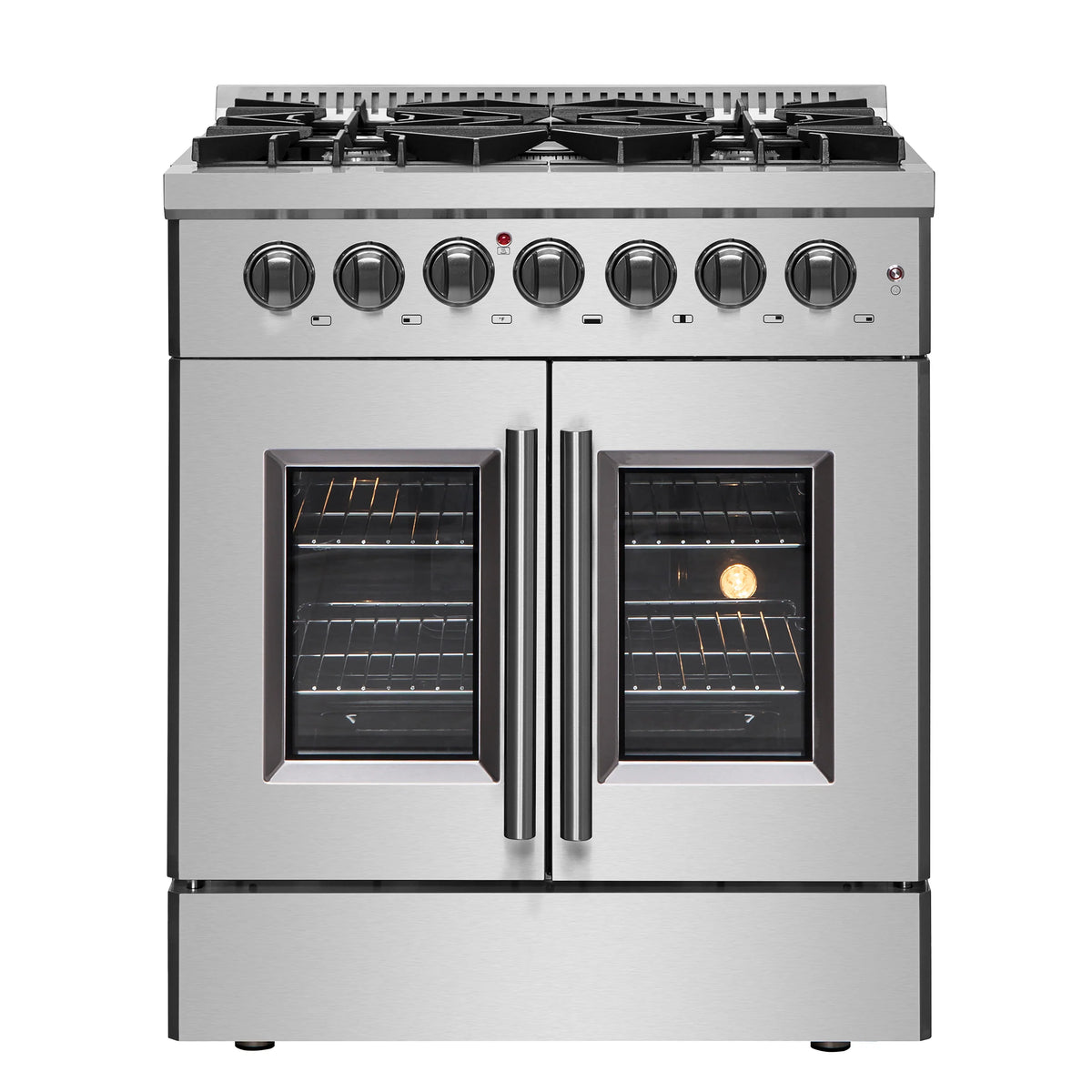 30 Gas Burner Electric Oven Range with French Door in Stainless Steel C244