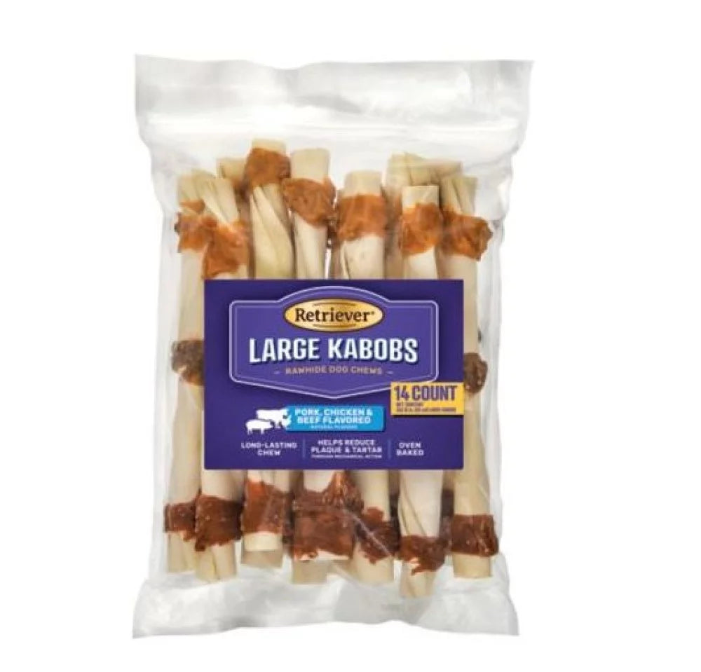 Pork Chicken and Beef Rawhide Dog Chew Treats 14 Count K73176