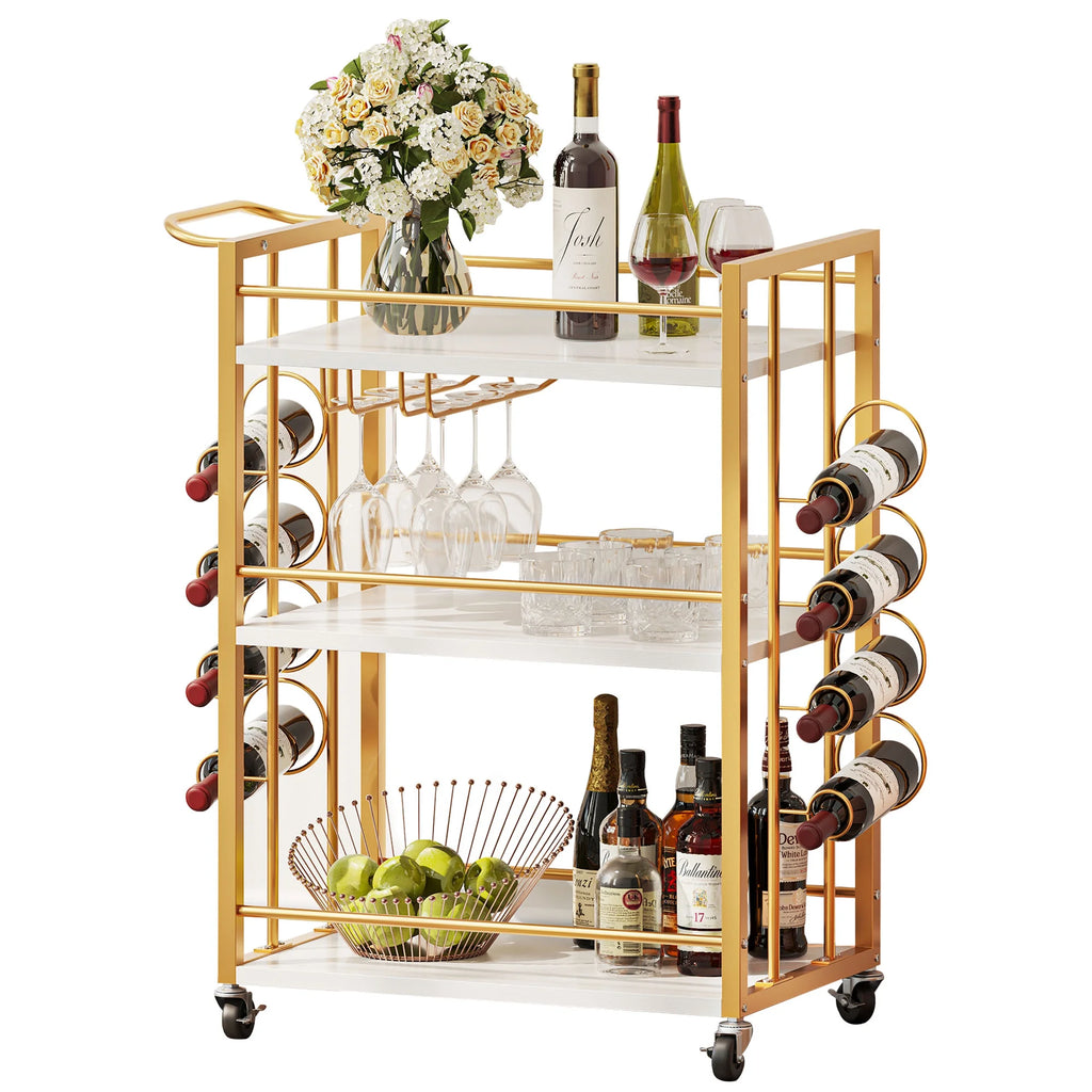 Wine Bar Cart with Wine Rack and Glass Holders N189620