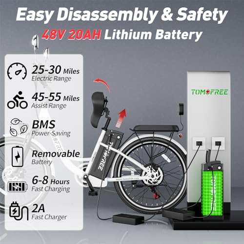 White 24" 500W 48V 20Ah 7-Speed Electric Cruiser Bike D949