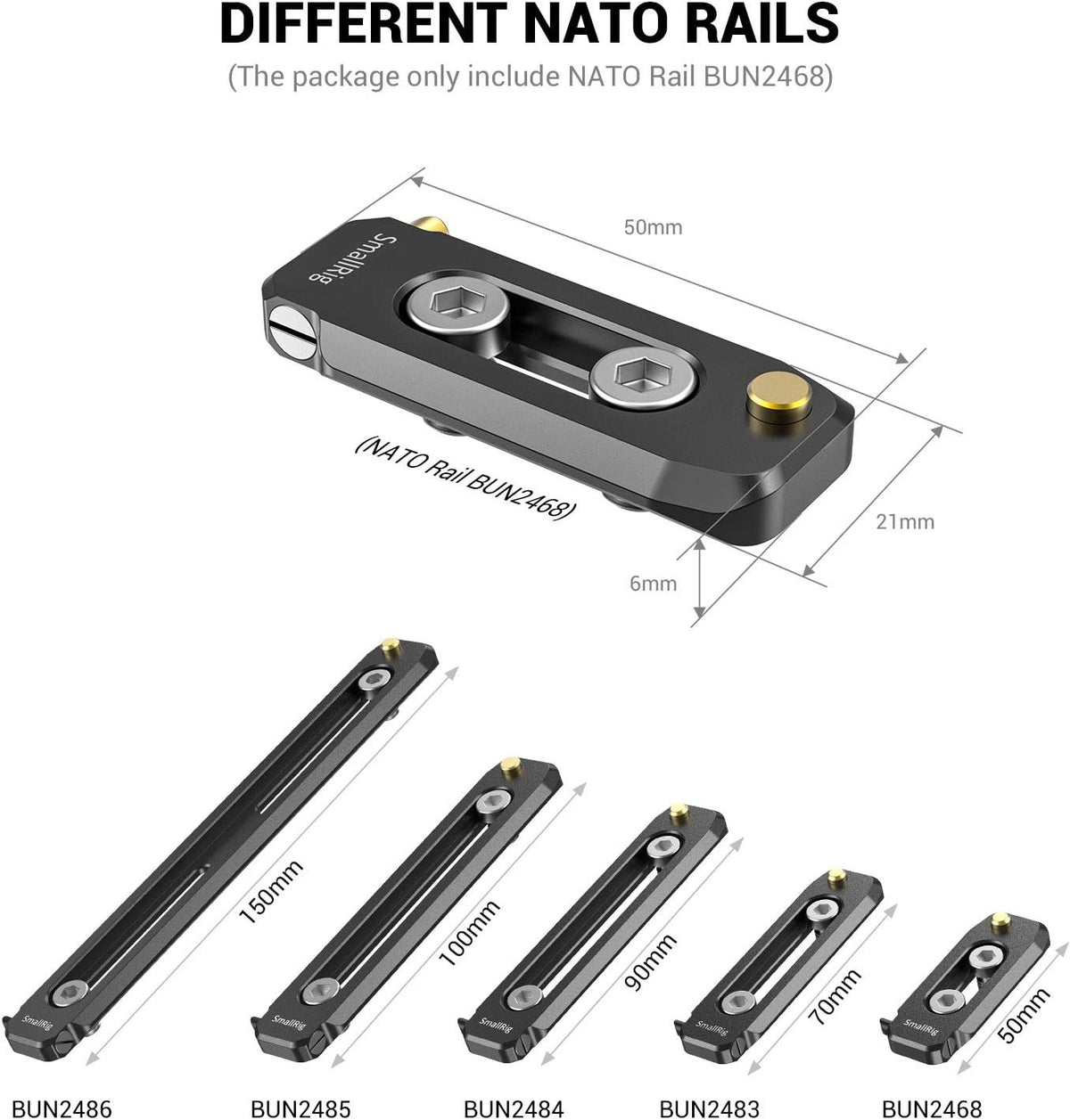 Universal Low-Profile Quick Release NATO Rail 50mm with 1/4'' Screws H2843