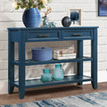 Navy Blue 42'' Solid Wood Console Sofa Table with 2 Drawers and 2 Shelves A414