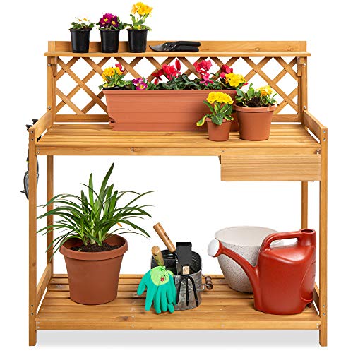 Wooden Potting Bench with Cabinet Drawer A1304