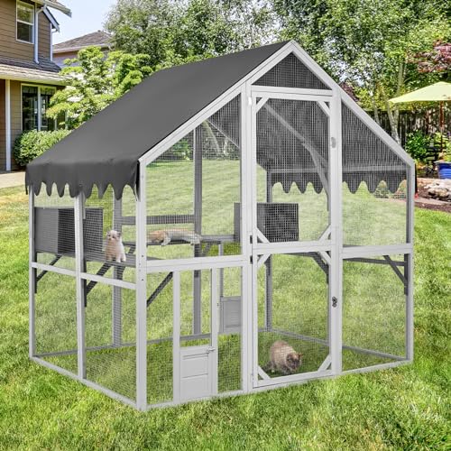 Gray Wooden Cat Enclosure 74”x57”x74” C56475