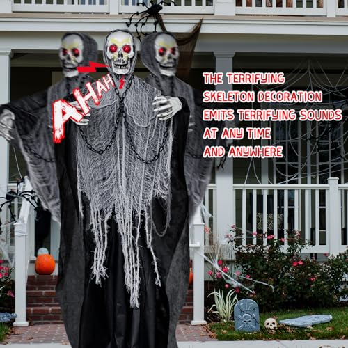 Life Size Animatronics Grim Reaper Halloween Decoration with Chain M93199