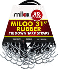 50 Pack Rubber Tarp Straps 31 Long EPDM with Crimped Hooks Bungee Cords S165